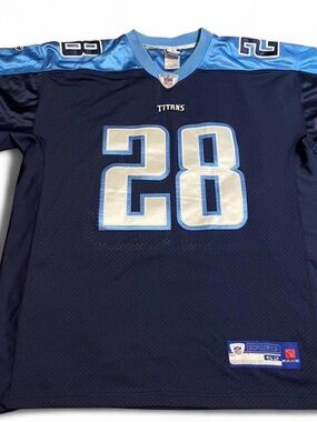Men’s Tennessee Titans NFL Reebok Chris Johnson #28 Stitched Jersey Sz 52